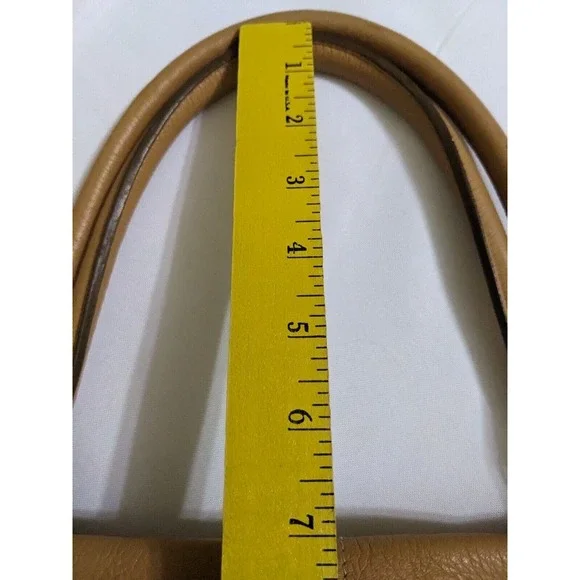 HYPE Genuine Leather Tan Satchel Hobo Bag Purse Studs Studded Bronze Hardware - Picture 6 of 9